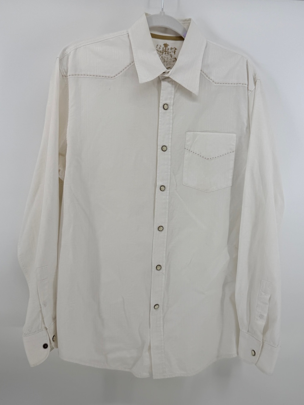 Tommy Bahama Denim Co White Cotton Jacquard Western Pearl Snap Shirt M